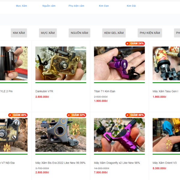 Mẫu Website Bán đồ xăm