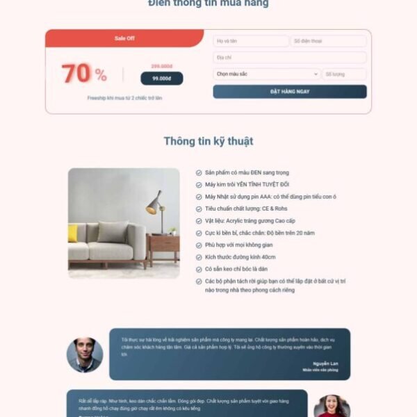 Theme wordpress lading pape bán đồng hồ treo tường - Theme Wordpress Giá Rẻ - Mua Bán Theme WP Đẹp Chuẩn Seo