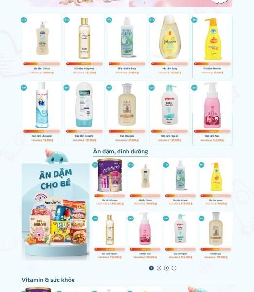 Theme wordpress shop bán shop quần áo bỉm sữa em bé