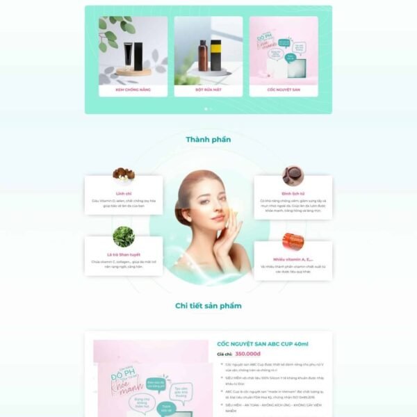 Theme wordpress lading pape giới thiệu bộ mỹ phẩm