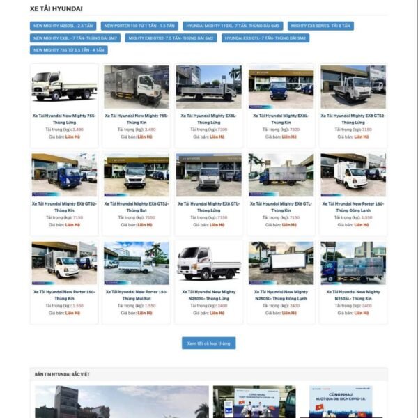 Theme wordpress bán oto hyundai 1