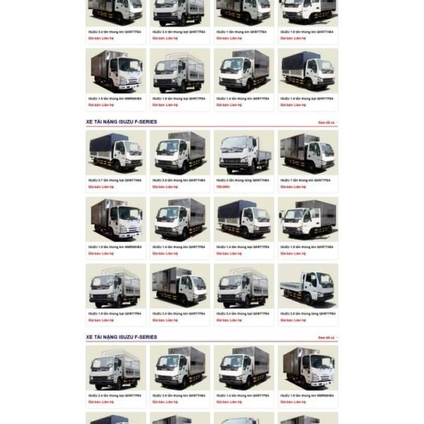 Theme wordpress bán xe tải Isuzu