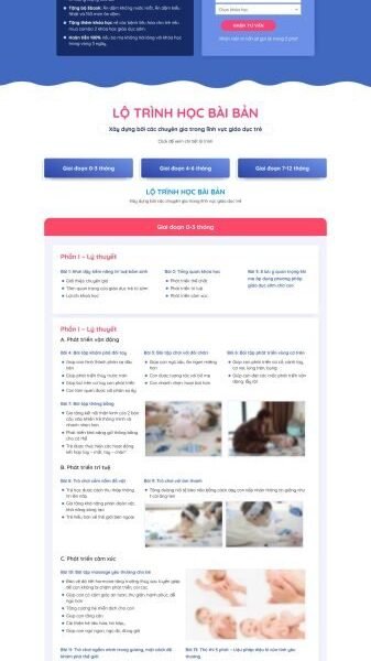 Theme wordpress lading pape khóa học cho bé