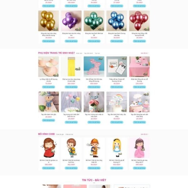 Theme wordpress bán đồ trang trí tiệc