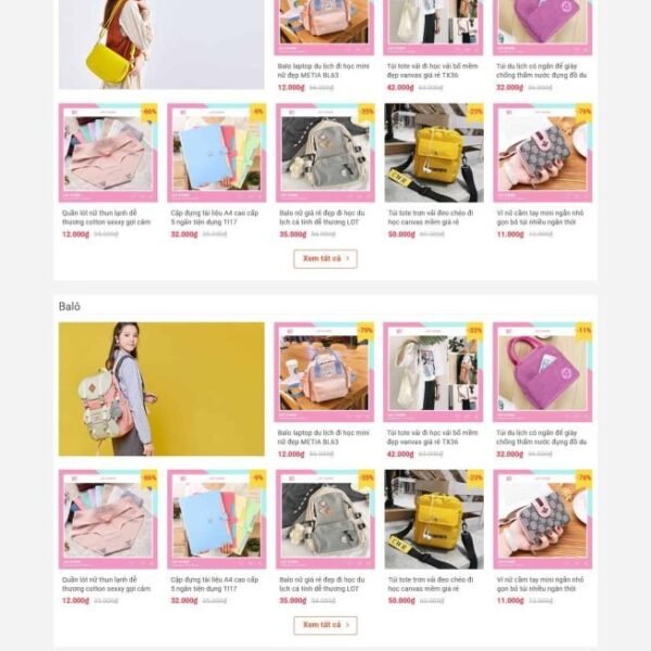 Theme wordpress bán ba lô túi xách đẹp