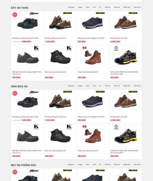 Theme wordpress shop giày bảo hộ lao động