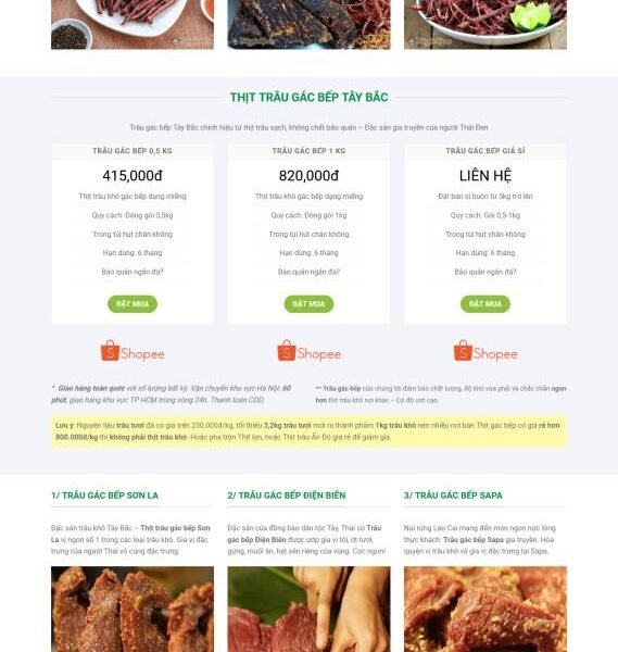Theme Wordpress bán thịt trâu gác bếp